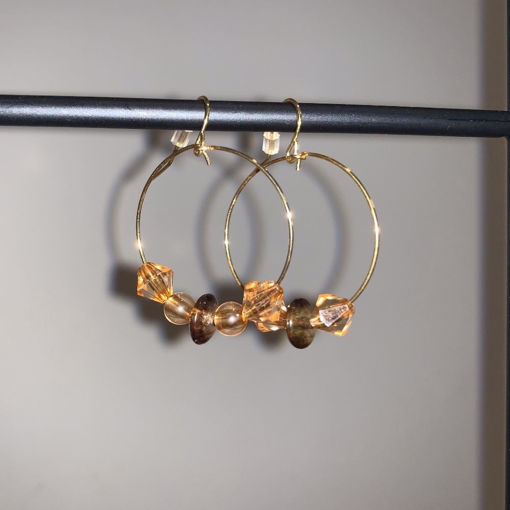 Gold Beaded Hoop Earrings
